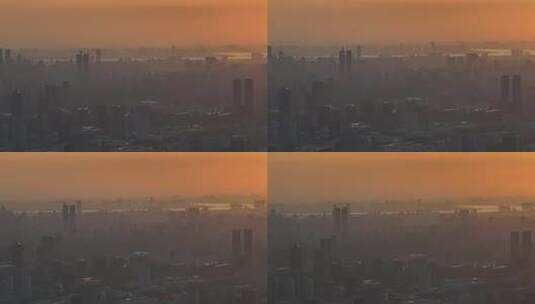 杭州钱塘江清晨日出之江大桥两岸转塘风光高清在线视频素材下载