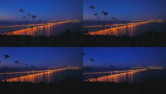 夜晚的海上大桥高清在线视频素材下载