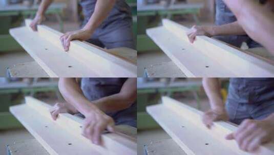 作物工匠打磨木板车间高清在线视频素材下载