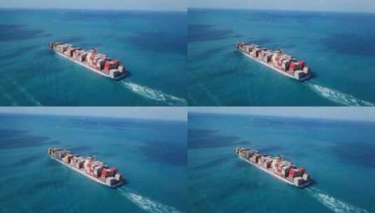 海上超大型集装箱船航拍高清在线视频素材下载