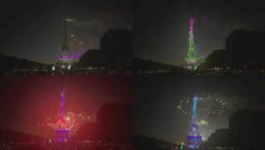 巴士底日烟花表演埃菲尔铁塔巴黎法国庆祝高清在线视频素材下载