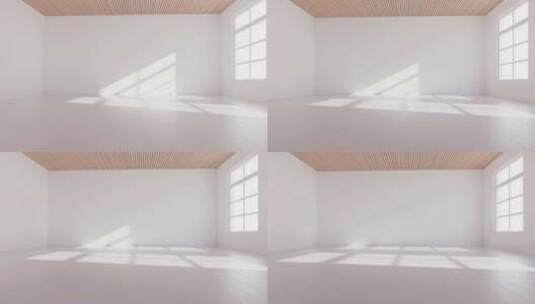 阳光照入室内空房间3D渲染高清在线视频素材下载