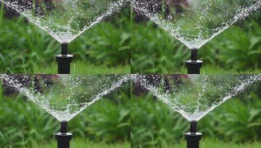 4K灌溉系统喷洒洒水实拍视频高清在线视频素材下载