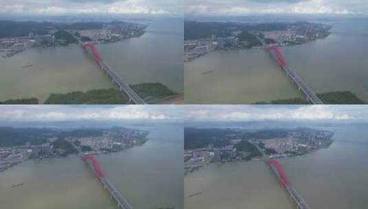广州南沙明珠湾大桥航拍高清在线视频素材下载