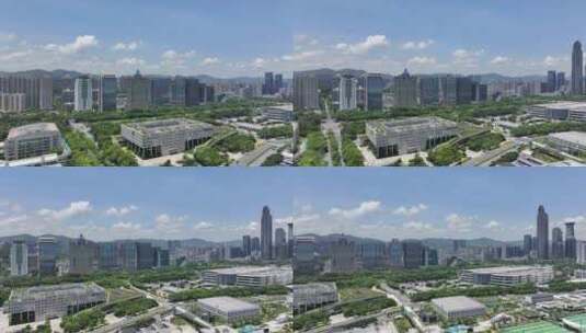 4K深圳竹子林建筑群蓝天白云航拍高清在线视频素材下载