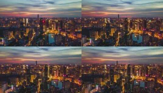 武汉城市夜景风光航拍高清在线视频素材下载