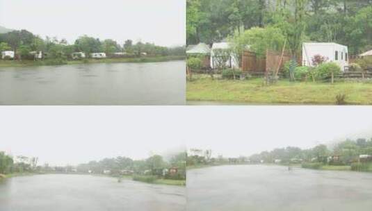 下雨 湖面 小雨 景区高清在线视频素材下载