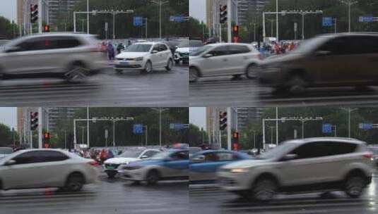 雨天 下雨 城市风光 写意 台风 雨中景色高清在线视频素材下载