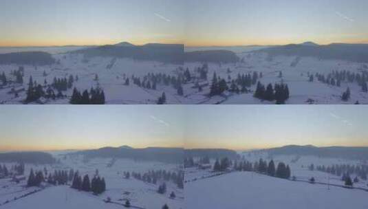 航拍雪景滑雪场高清在线视频素材下载