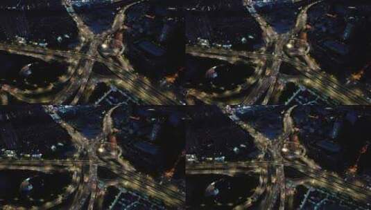 江苏南京城市夜景交通车辆航拍高清在线视频素材下载