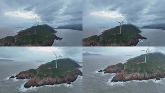 吕峡灯塔岛上的风电高清在线视频素材下载