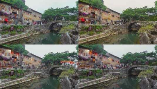 黄姚古镇带龙桥延时摄影高清在线视频素材下载
