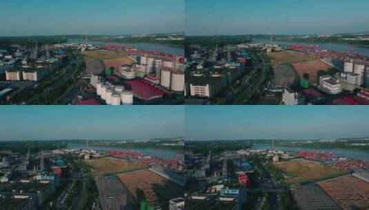 四川泸州港贸易物流航拍高清在线视频素材下载