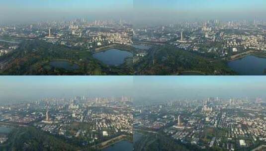 在无人机长焦镜头下拍摄南京城市高清在线视频素材下载