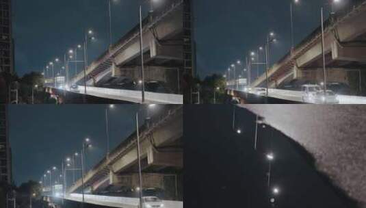 深夜城市高架桥匝道汽车高清在线视频素材下载