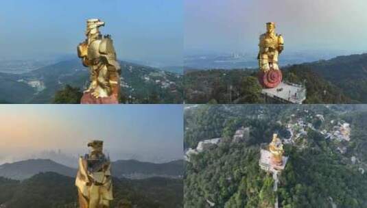 重庆大金鹰雕像航拍合集高清在线视频素材下载