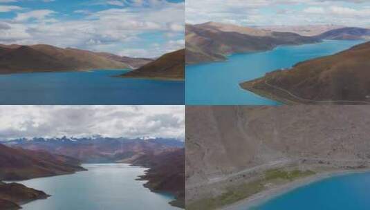 西藏湖泊/巴松措湖/4k航拍/ 湖泊圣湖高清在线视频素材下载