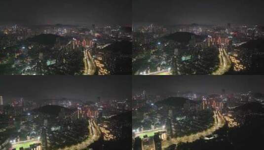 深圳市罗湖区夜景航拍高清在线视频素材下载
