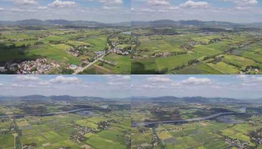 安徽农村水稻田野山脉蓝天航拍高清在线视频素材下载