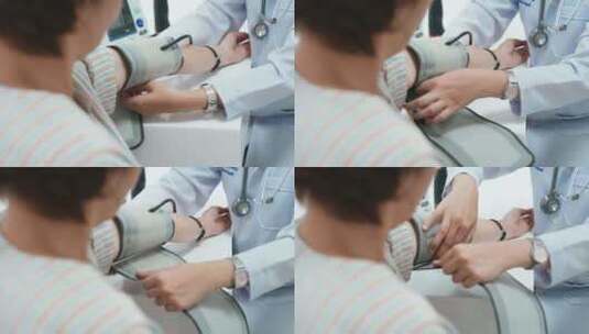 医生正在为病人测量血压高清在线视频素材下载