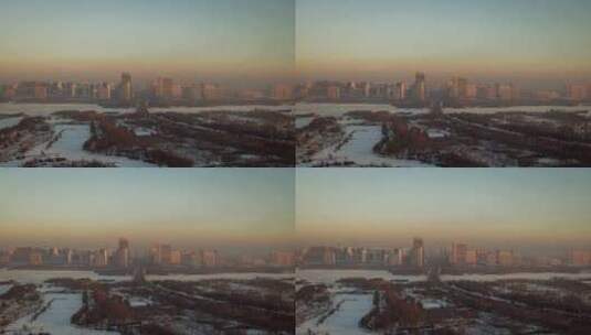 电影感哈尔滨冬日城市景象高清在线视频素材下载