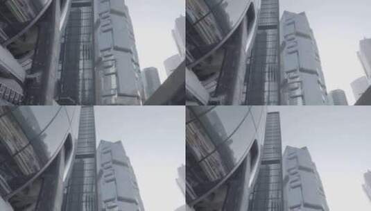 清晨仰拍香港中环高楼大厦高清在线视频素材下载