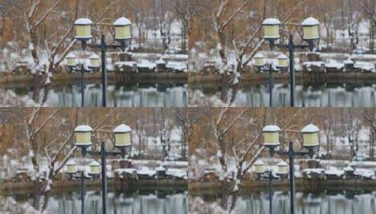 雪后公园美景高清在线视频素材下载