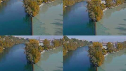 4K清水河浑水河交界高清在线视频素材下载