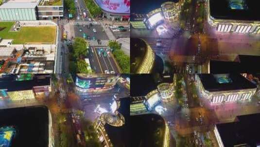 杭州西湖龙翔桥步行街车流人流延时高清在线视频素材下载