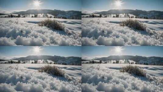 冬天雪地特写雪天风景下雪风光唯美冬季雪景高清在线视频素材下载