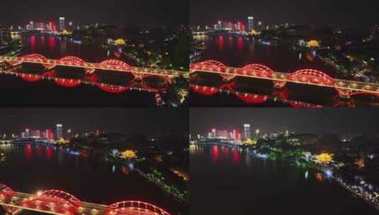 中国跨江大桥夜景高清在线视频素材下载