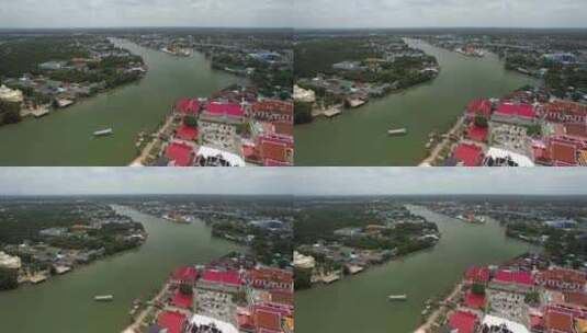 泰国沙没颂堪美功河城市航拍风光高清在线视频素材下载