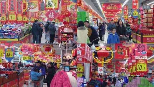 新春超市购物场景高清在线视频素材下载
