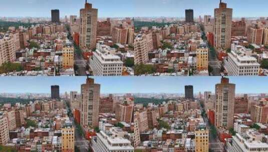 不同高度的住宅区建筑。从空中俯瞰广阔的纽高清在线视频素材下载