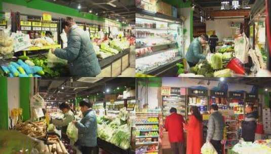 4K家庭主妇超市买菜镜头高清在线视频素材下载