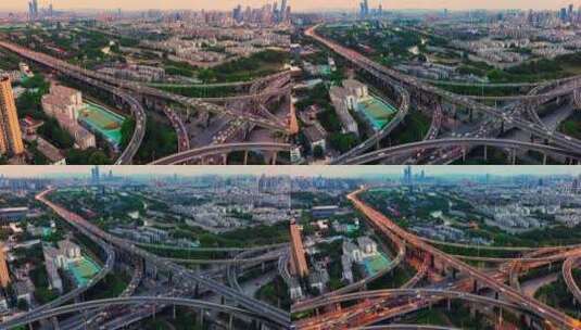 南京：双桥门立交日转夜延时摄影高清在线视频素材下载