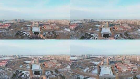 大庆市东北石油大学航拍高清在线视频素材下载