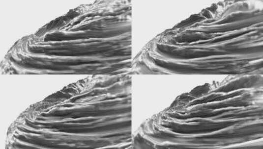 灰色波浪表面，白色背景上有漩涡3d循环背高清在线视频素材下载