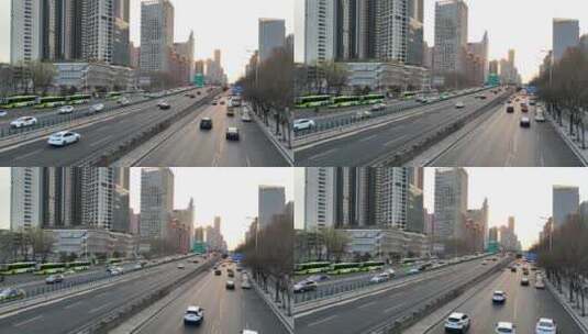 北京国贸CBD国贸桥傍晚车流高清在线视频素材下载