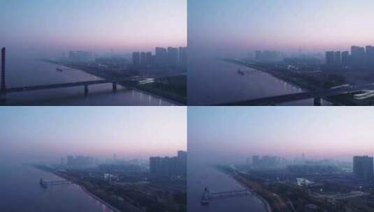 杭州城市航拍钱塘江高清在线视频素材下载