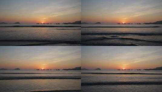福建海边沙滩早晨潮起潮落高清在线视频素材下载