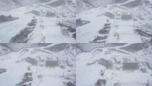 航拍河北省张家口崇礼区密苑云顶乐园滑雪场高清在线视频素材下载