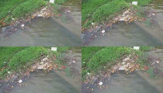 河流水域污染航拍高清在线视频素材下载