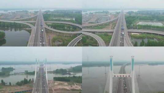 特大桥 大桥航拍 微山湖 南阳 高速公路高清在线视频素材下载