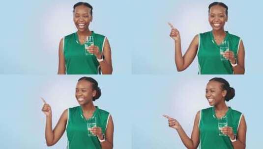 快乐的黑人女性，水和健身，竖起大拇指表示高清在线视频素材下载