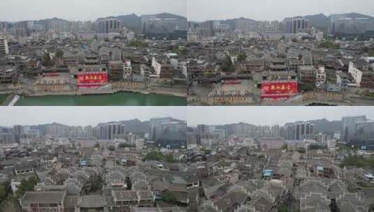 湖南湘西吉首乾州古城航拍高清在线视频素材下载