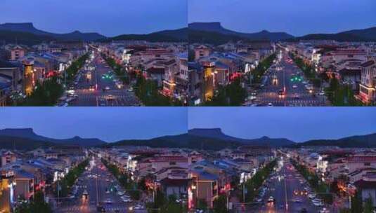 辽宁本溪桓仁县夜晚城市街道高清在线视频素材下载