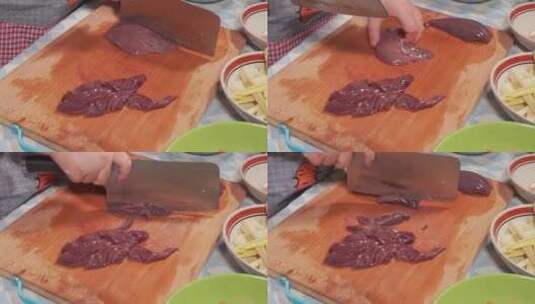 切猪肝腌制去腥入味高清在线视频素材下载