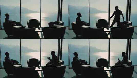 男士，商务会议，握手，剪影高清在线视频素材下载