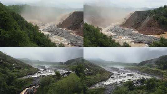 山洪泥石流夏天灾害自然灾害滑坡次生灾害高清在线视频素材下载